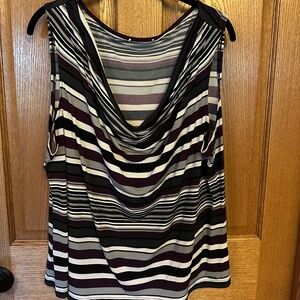 Calvin Klein Career Cowl Neck Sleeveless Gray/Black/White Top.  Size XL.